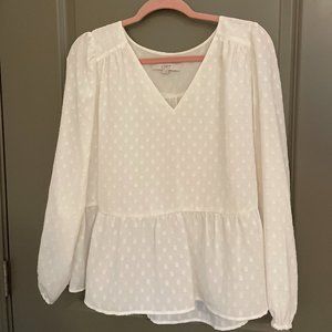 Loft Clip Peplum Blouse White M